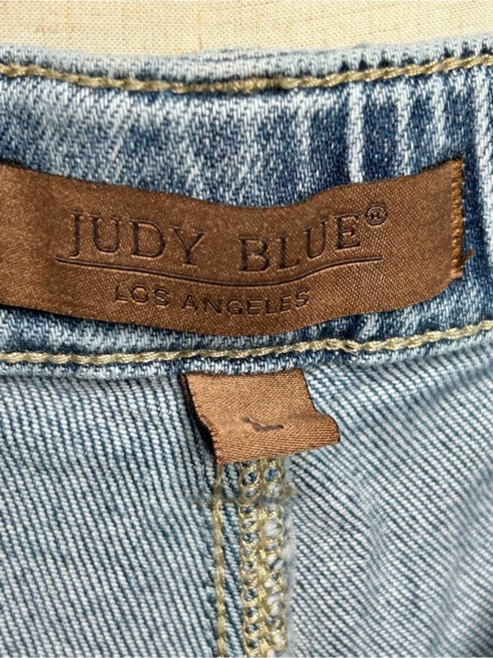 Judy Blue Womens L Denim Shorts High Rise Drawstring Cuffed Patch Pocket Jeans - Picture 5 of 10
